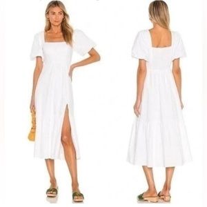 Astr the Label Puff Sleeve White Midi Dress